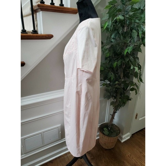 Bloomingdale's Basler Women's Pink Round Neck Short Sleeve Knee Length Dress - Picture 6 of 12